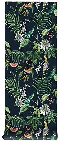 Superfresco Easy - Vliestapete - Adilah - Schwarz - 10m x 52cm | Tapeten Wohnzimmer, Wandverkleidung | Einfach anzubringen und zu EntfernenGrün 1005 x 52