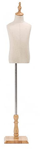 ZRY Schneiderpuppen Weibliche Torso Schaufensterpuppe Leinen Kinder Schneiderbüste Bekleidungsgeschäft Requisiten, Höhe Einstellbar Massivholzbasis, 4 Stile (Color : B, Size : 8 Years Old)