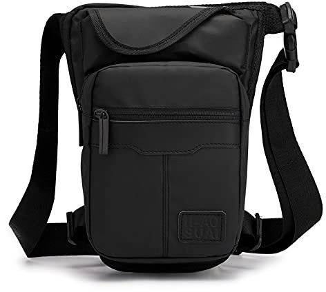LIANYG Beintasche Motorrad,Oberschenkeltasche Nylon Männer Drop Beinbeutel Fanny Pack Motorrad Reiten Freizeit Schulter Kreuz Körper Oberschenkel Männliche Hüftgürtel Taille Taschen (Color : Black)