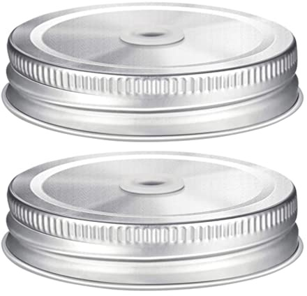DOITOOL 2 Stück Edelstahl Deckel Mit Loch Für Mason Jar 7Cm Auslaufsicherer Strohhalm Deckel Für Einmachgläser Und Honiggläser Strohhalm Aus Edelstahl