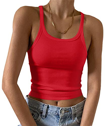 Artfish Ärmlös damlinne, formpassande, rund hals, ribbad, stickad, basic cami-skjortor, S