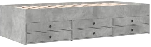 vidaXL Tagesbett, Gästebett mit 6 Schubladen mit Rollen, Schlafsofa für Schlafzimmer, Bettsofa Sofabett Daybed Bett, Betongrau 100x200cm Holzwerkstoff