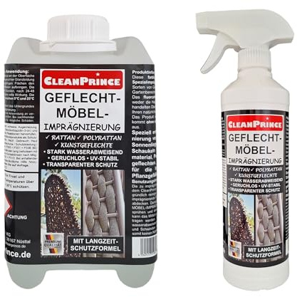 2,5 liter flätningsmöbler – impregnering CleanPrince | transparent UV-stabil rotting polyrattan korgmöbler, konstflätor, solstolar, inuti, utomhus, vattenavvisande, luktfri tätning