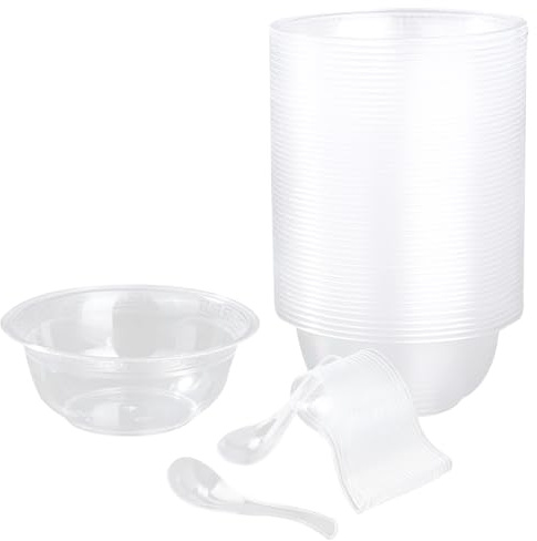 Taasmoog 50Pcs Transparente Dessertschalen, Mini Desserttasse Kleine Partyschüssel für Partys 360ml Runde Snackschalen Eisschalen Stabil und Mehrweg