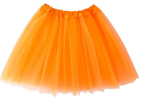 GGUFAY Jupe Tutu Femme Court en Tulle, Taille Élastique, Pour Danse, Carnaval, Halloween, Classique Ballet, Jupon pour Robe Vintage (Orange)
