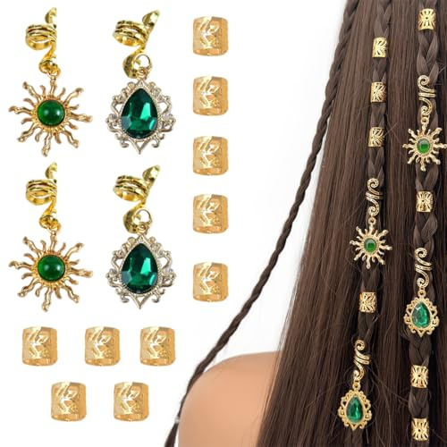 DWFEYOI Dreadlocks Gioielli per Capelli, 14 Pezzi Boemia Gioielli Dreadlocks Trecce Clip, Perline Regolabili in Metallo per Festival, Accessori Dreadlock, Per Uomini e Donne