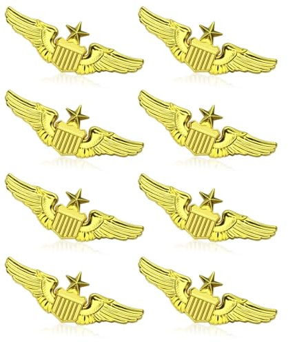 Flugzeug-Anstecknadel, Pilotflügel-Anstecker, goldfarben, Luftwaffe, Senioren-Pilotenflügel, Pilotenkostüm, Anstecknadeln aus Metall, Fliegernadeln für Hut, Hemd, Uniform, Kostüm, Geschenk für