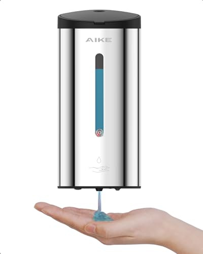 AIKE Dispensador Automático De Jabón Clásico, 750 ML Líquido De Pared, Acabado Acero Inoxidable, AK1205E
