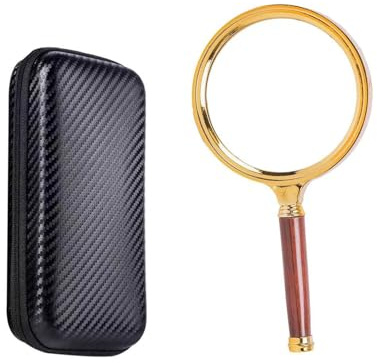 Lente d'ingrandimento portatile da 60 mm, manico in legno, vetro ottico avanzato per apprendimento domestico, lettura, riparazione elettronica e manutenzione (inclusa scatola in fibra di carbonio)