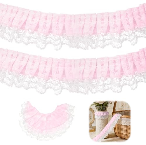 10 Meter Spitzenband Rosa,Spitzenstoff Meterware,Spitzenborte,Spitze Meterware,Lace Ribbon,Borten und Bänder zum Nähen,Rüschen,Rüschenband,Bordüre Stoff,Dekoband,Spitzenstoff Trim & Embellishments