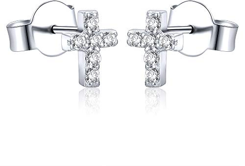AoedeJ Boucle D'Oreille En Argent 925, Croix Religieux Argent Boucle D Oreille Femme, Zircone Petites Boucles D'Oreilles Pour Fille Enfant Boucle D'Oreille Bijoux