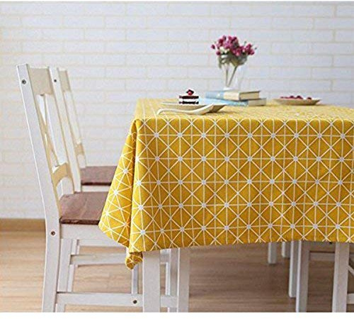 Meiosuns Table Cloth, Rectangular Tablecloth, Cotton Linen, Simple Twill Tablecloth, Suitable for Home Kitchen Decoration, Various Sizes, Linen cotton, yellow, 120 x 160 cm