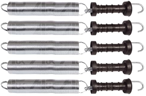 5x Heavy Duty Electric Fence Gate Handle with 5m Spring Poly Insulator Kit NEW