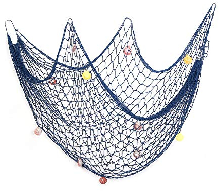 Aofox, Rete da pesca decorativa, per feste a tema pirati e spiaggia, Blu, 1 m x 2 m