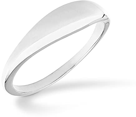 Miabella 925 Sterling Silver or 18K Gold Plated Signet Ring for Women/Made in Italy (sterling silver, 5)