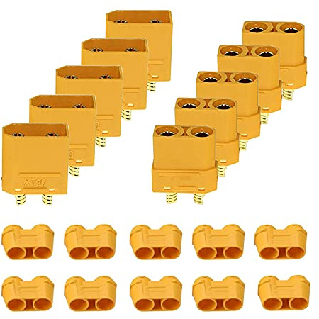 HUAZIZ 5 Pares XT90 Conectores Macho Hembra XT90 enchufes Adaptador (5 Conectores Macho +5 Conectores Hembra)，XT90 Conectores Macho Hembra Enchufes con Sheath，Macho Hembra Bullet Conector