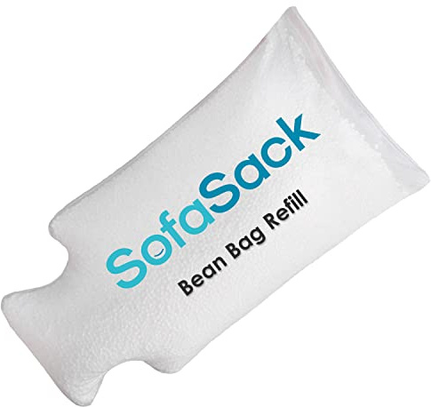 Sofa Sack Foam Filling Bean Bag Refill for Bean Bags, Loungers, and Pool Floats, 100L, White with EZ-Pour Zipper Spout