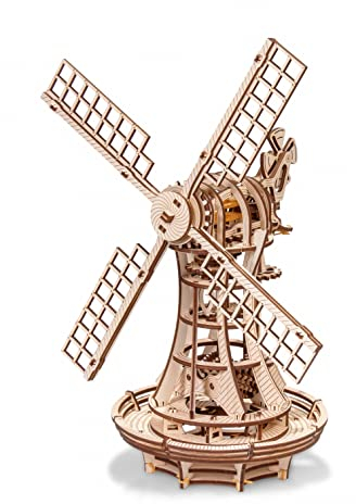 EWA Eco-Wood-Art - 3D Wooden Jigsaw Puzzles for Teens and Adults - Windmill - DIY Kit, Self-Assembly, No Glue Required - 227 Pieces, Natural