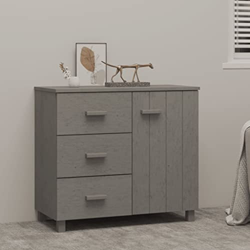 Makastle Kommode Sideboard Schubladenkommode Schrank Anrichte Küchenregal Küchenschrank mit 1 Tür & 3 Schubladen, für Wohnzimmer Schlafzimmer Flur Esszimmer, Hellgrau 90x40x80 cm Massivholz Kiefer
