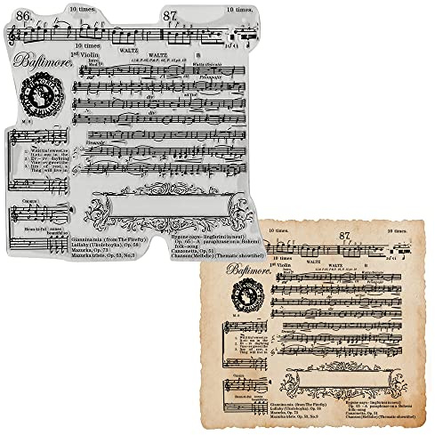 ALIBBON Music Notes Background Clear Stamps for Card Making, Melody Stamps for Crafts and Photo Album Decorations, Music Song Transparent Silicone Clear Rubber Stamps for Crafting and DIY Scrapbooking