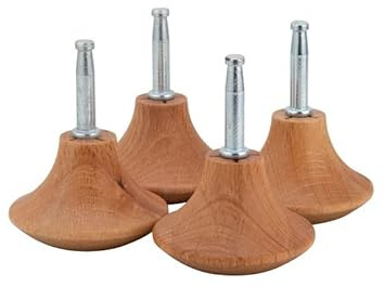 Lot de 4 roulettes en bois champignon avec inserts pour divan, fauteuils, lits, canapés