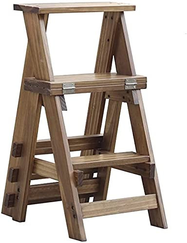 Foldable Step Stool Folding Ladder Kitchen Wooden Ladders Small Foot Stools Wood Folding Step Stool for Adults & Kids Indoor Stepladder Portable Shoe Bench/Flower Rack