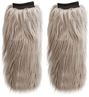Damen Kunstpelz Plüsch Beinwärmer Flauschige Fell-Beinstulpen Fuzzy Fußabdeckung 1 Paar Beinwärmer Stulpen Legwarmers Warme Socken Stulpen Warme Abdeckung Stiefel für Damen Mädchen Overknee-Socken
