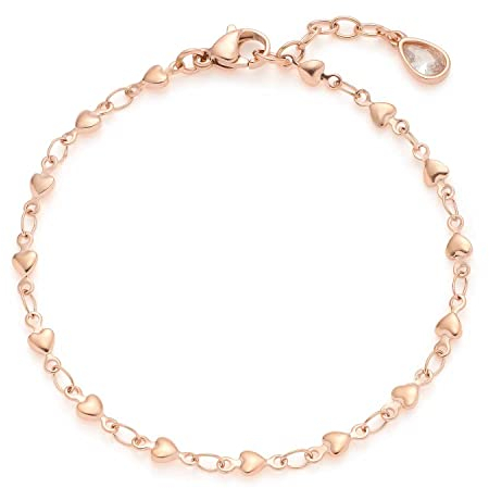 Leonardo Ciao Nana Armband, Armschmuck aus Edelstahl mit Herzen, rose-gold, 17,5-20 cm, Anker-Kette, Damen Schmuck, Valentinstag, Love, 022965