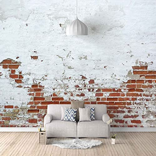 Papier Peint Mural Autocollant. Brique Blanche Ancienne 3D Personnalisé Toute Taille Peinture Murale Salon Garçons Filles Chambre Pépinière Fond Mur Art Décoration 350(L) x256(H) cm