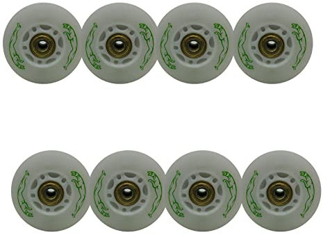 JHKJ 8er-Pack beleuchtete Inline-Skate-Räder 72 mm 76 mm 80 mm LED-Blitz blinkende Inline-Skates Ersatzrad mit Lagern 90A,Grün,72mm