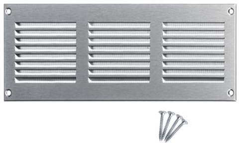 300x100mm Ventilationsgaller i Rostfritt Stål med Myggskydd - Metallgaller för Ventilation