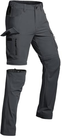 Vzteek Herren Wanderhose Zip Off Trekkinghose Outdoorhose Sommer Softshell Stretch Hose Kurz für Wandern,Abnehmbar,Baggy,Fahrrad,arbeits(DKgrey03,M)