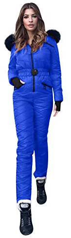 Mode kostym dragkedja skiddräkt utomhus sport avslappnad tjock snowboard damer skidor damer overall lejonkostym damer, blå, M