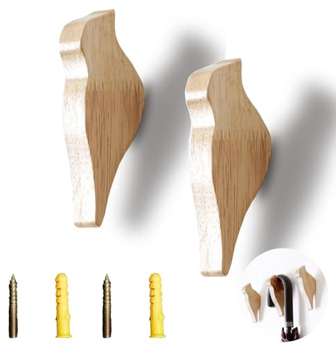 Vastsea 2 Ganchos de Madera, Piezas Gancho de Pájaro Abrigo, Ganchos de Pared, para Utilizar en la Oficina, Sala de Estar y Dormitorio, Colgar Abrigos, Gorros, Bufandas