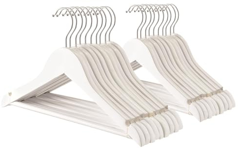 Harbour Housewares 20x Weiü Kinder-Kleiderbügel aus Holz - Klein Kinder Mantel Kleidung für Baby, Kleinkind mit Metallhaken, Hosenstange