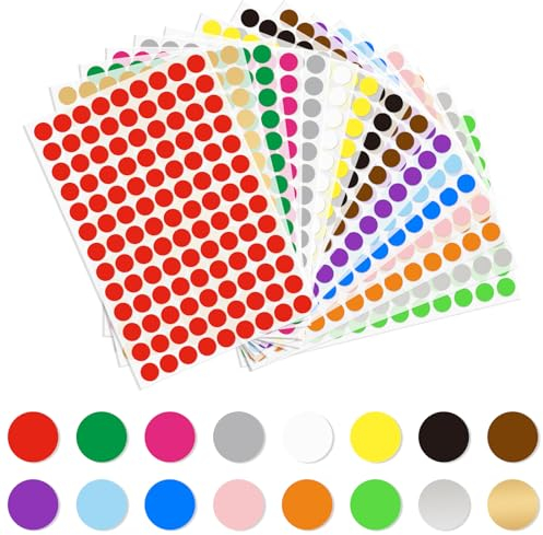 16 Blätter/1872 Stk Bunt Runde Punktaufkleber, 20mm Runde Klebepunkte, Markierungspunkte Etiketten,16 Farben Selbstklebende Farbkodierung Klebepunkte Dankeschön Aufkleber