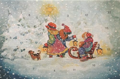 5 nostalgische Adventskalenderkarten Weihnachtskarte Frohe Weihnachten Weihnachtsmann Retro