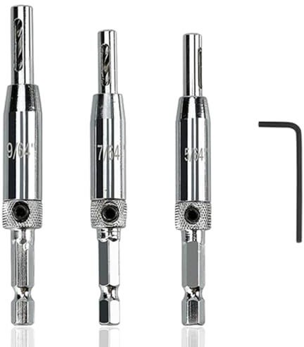 3 Pieces of Self Centering Hinge Drill Bit Kit, Quick Release Drill Bit Guide Kit, Upgraded Hinge Drill Bit Kit, Used for Door and Window Cabinet Hinge Guide Hole Drill Bits