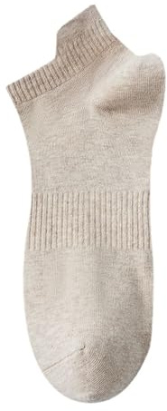 Yizelli 3 Pares Calcetines Tobilleros para Hombre Calcetines Cortos Casuales de Algodón con Soporte de Arco para Primavera Verano (Beige)