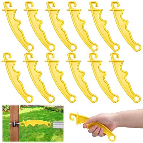 Tondiamo 12 Pack Electric Fence Plastic Gate, Electric Fence Gate Handles 8 Inch Insulated Handle, Insulated Plastic Handle for Electric Fence Gates, Yellow