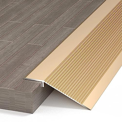 XAoSCd Schwellenrampe Aus Aluminium Für Unebene Böden, Innenboden-Abdeckleisten Mit Reduzierstück, Übergangsleiste Von Holz Zu Fliesenböden, Leicht Zu Reinigen (Gold, L180 cm (71 Zoll))