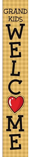 Willkommensschild für Enkelkinder, lustiges Schild für Großeltern, Türschild für Großeltern, 20,3 x 121,9 cm, für den Außenbereich, vertikal, aus Holz, stehend, Veranda