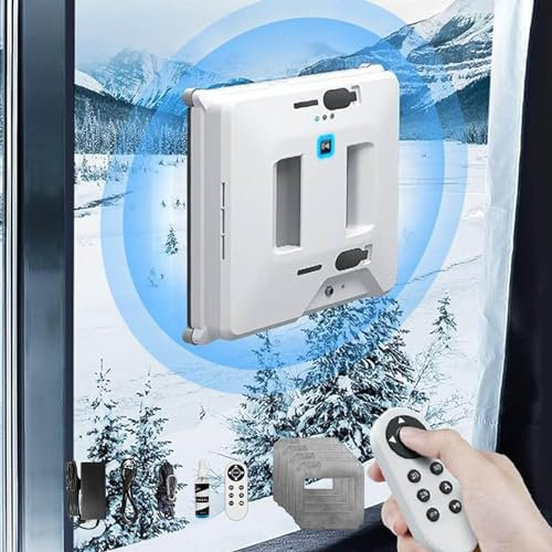 Smart Window Cleaning Robot,3000pa Square Robot Window Cleaner Double Water Spray Window Cleaning Robot,Powerful Suction| Resistance Closed 20min