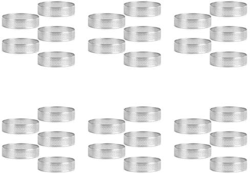 Ronlok Lot de 30 cercles à gâteau ronds avec trous en acier inoxydable pour tartes aux fruits, quiches, mousses, cuisine, 7 cm
