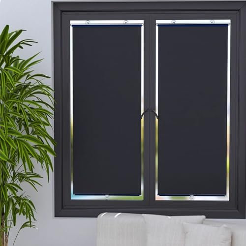 Verdunkelungsrollo Verdunkelung Rollos Für Fenster Hitzeschutz Sonnenschutzrollos Mit Saugnapf Ohne Bohren Für Fenster, Tür, Badezimmer, Küche, Balkon(Blau,W16 x H24)