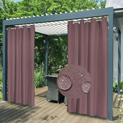 FicaRico Outdoor Vorhang Wetterfest mit Ösen, Outdoor Vorhänge Wasserdicht Datenschutz Blickdicht Gardinen für Pavillon Balkon, Benutzerdefinierte Größe, 1 Stück, Rosa, B183xH213cm