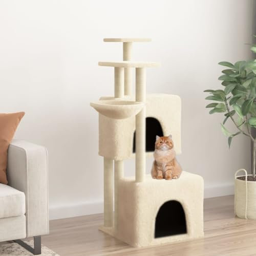 Sufrk Rascador para Gatos con Postes de sisal Color Crema 122 cm Arbol Rascador para Gatos Grandes