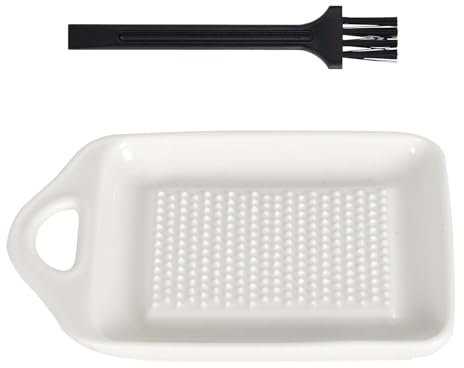 Cleminsta Grattugia in ceramica con spazzola – piatto e grattugia zenzero, lavabile in lavastoviglie – ideale per zenzero, parmigiano, curcuma, aglio, sedano, carote, limoni