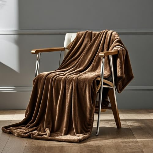 STGAO Couvertures et Plaids 90 x 190 cm Douce et Respirante Couverture de Vie et de Câlin Personnalisation du Support pour Maison, Canapé, Chaise, Lit, Voyages, ‎Marron