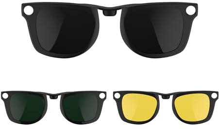 HiBloks 3 pezzi Occhiali da sole polarizzati a clip compatibili con Ray-Ban Meta Wayfarer & Gen 2 (RW4008/RW4012 Large), clip scolorite per accessori Rayban Meta Gen 2 (Verde scuro, visione notturna
